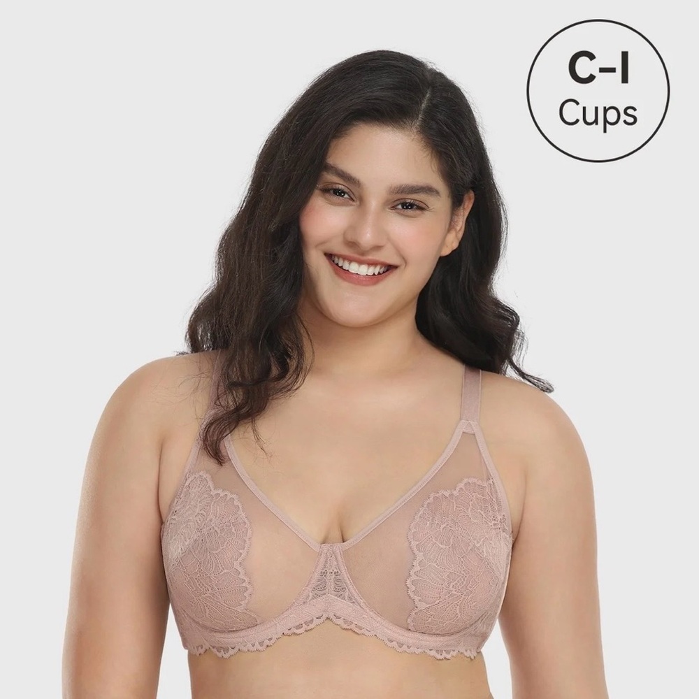 Sheer Lace Underwire Bra in Blush - Women Intimates & Sleepwear
